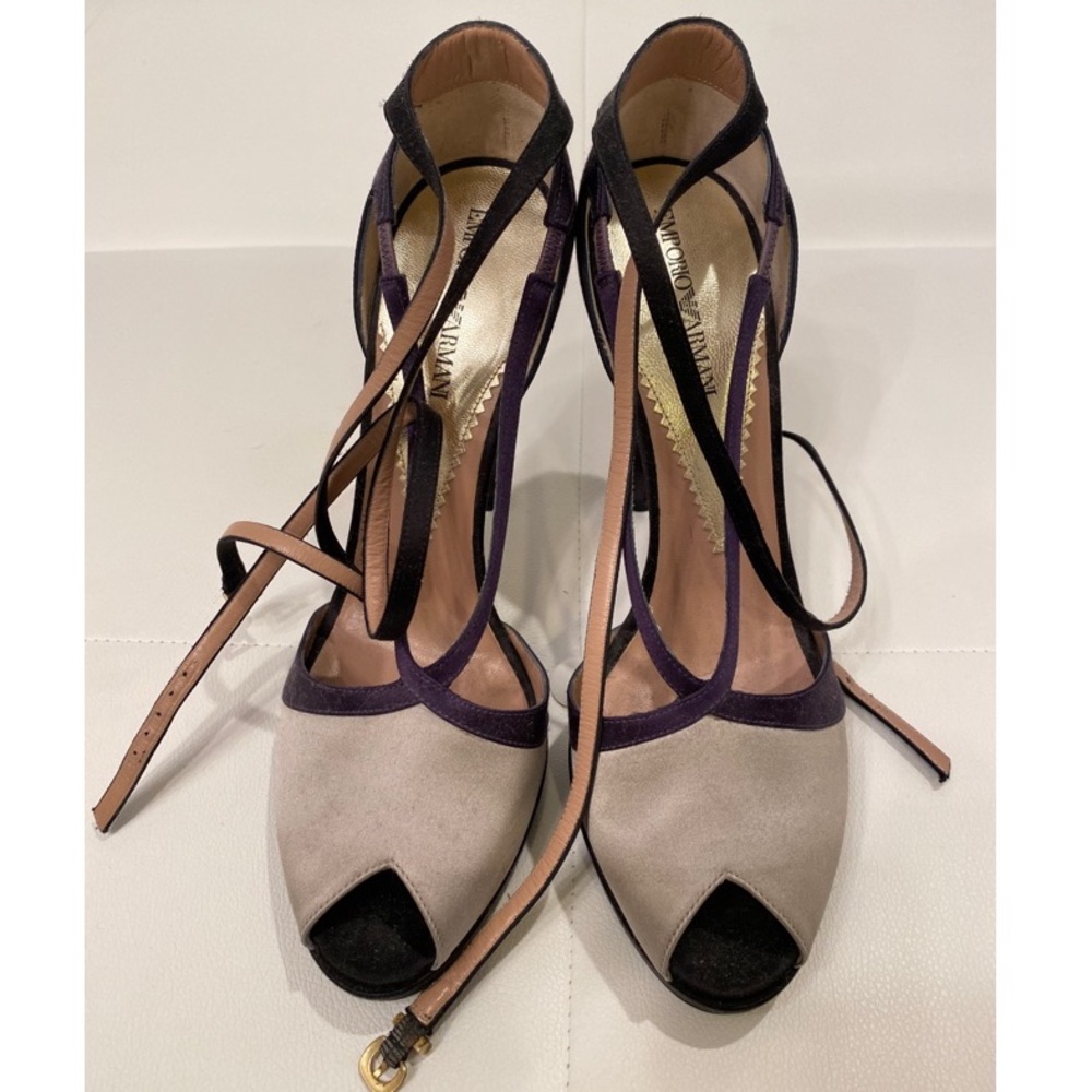 EMPORIO ARMANI Satin Bicolored Heels Sz 40